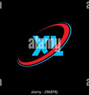 Logo XL X L Letter. Lettera iniziale XL cerchio collegato monogramma maiuscolo rosso e blu. Logo XL, design X L. xl, x l Illustrazione Vettoriale