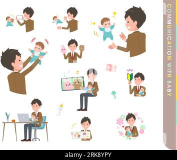 A set of blazer schoolboy who communicate with their baby.It's vector art so easy to edit. Stock Vector