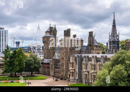 Castello di Cardiff, Cardiff City, Galles, Regno Unito Foto Stock