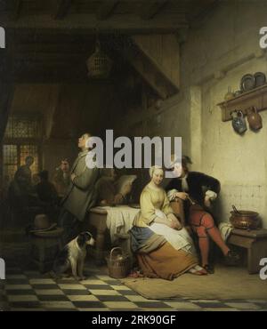 Interno di una locanda, con figure in Costume del XVII secolo 1848 di Ferdinand de Braekeleer il Vecchio Foto Stock