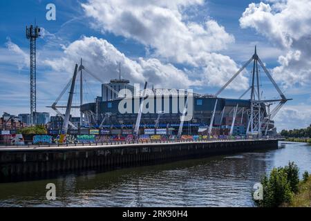 Principality Stadium, ex Millennium Stadium nel centro di Cardiff, sede della nazionale di rugby a 15 del Galles. Foto Stock