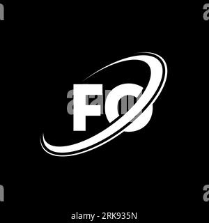 Logo FO F o Letter. Lettera iniziale FO Linked Circle logo monogramma maiuscolo rosso e blu. Logo FO, design F o. fo, f o, F&o Illustrazione Vettoriale
