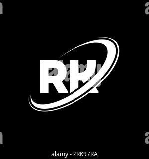 Logo RK R K Letter. Lettera iniziale RK, cerchio collegato, monogramma maiuscolo, rosso e blu. Logo RK, design R K. rk, r k Illustrazione Vettoriale