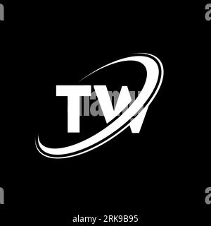 Logo TW T W Letter. Lettera iniziale TW, cerchio collegato, monogramma maiuscolo, rosso e blu. Logo TW, design T W. tw, t w Illustrazione Vettoriale