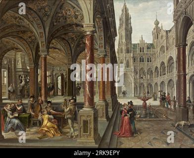 Architettura del palazzo con musicisti 1596 di Hans Vredeman de Vries Foto Stock