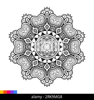 Mandala Art per il libro da colorare. Decorazione rotonda pulita. Motivo orientale, illustrazione vettoriale pagina del libro da colorare. Illustrazione Vettoriale