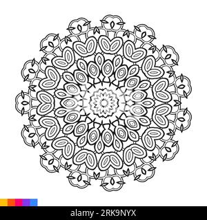 Mandala Art per il libro da colorare. Decorazione rotonda pulita. Motivo orientale, illustrazione vettoriale pagina del libro da colorare. Illustrazione Vettoriale