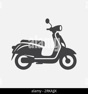 Icona Vector Black Motorbike. Silhouette Vector Bike semplice e minimalista con vista laterale. Forma del segno motociclistico, elemento di design per logo, Web, social media Illustrazione Vettoriale
