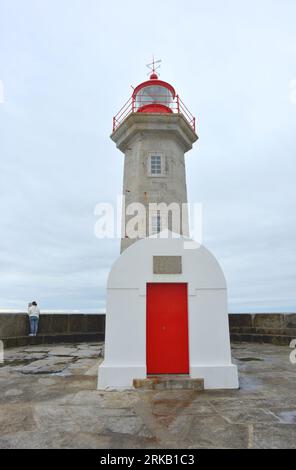 Historic light tower at Porto, Farolim de Felgueiras Stock Photo