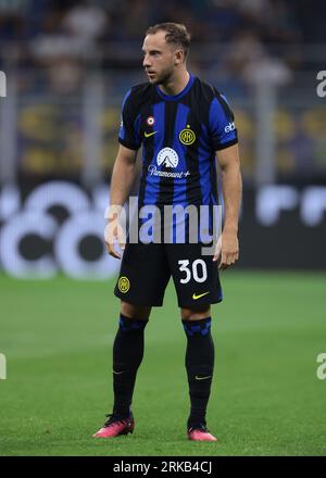 Milan, Italy, 19th August 2023. Carlos Augusto of FC Internazionale looks on during the Serie A match at Giuseppe Meazza, Milan. Picture credit should read: Jonathan Moscrop / Sportimage Foto Stock