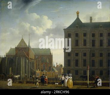 Il Nieuwe Kerk e il municipio sulla diga di Amsterdam tra il 1780 e il 1790 di Isaac Ouwater Foto Stock