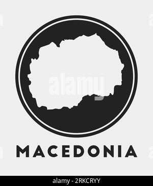 Macedonia icon. Round logo with country map and title. Stylish Macedonia badge with map. Vector illustration. Stock Vector