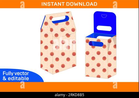 Modello della linea di stampo per confezionamento di scatole per latte e design della scatola 3d, facilmente modificabile e ridimensionabile Illustrazione Vettoriale