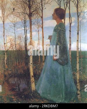 Frühling - Porträt von Martha Vogeler 1897 by Heinrich Vogeler Stock Photo