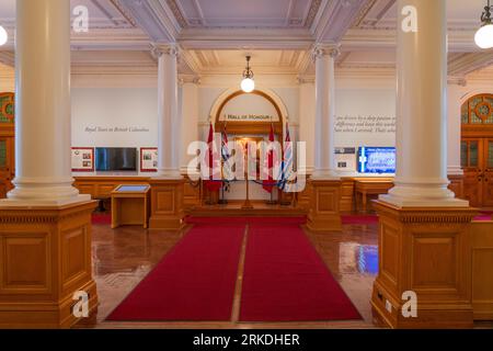 Architettura interna delle aree pubbliche della British Columbia a Victoria, British Columbia, Canada. Foto Stock