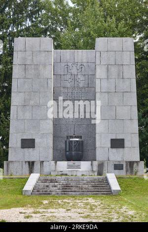 Polish sculpture tribute in Mauthausen memorial. Prisioners of war. Austria Stock Photo