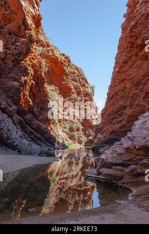 Simpsons Gap Gorge con la sorgente d'acqua situata a West MacDonnell Ranges, Northern Territory, Australia Foto Stock