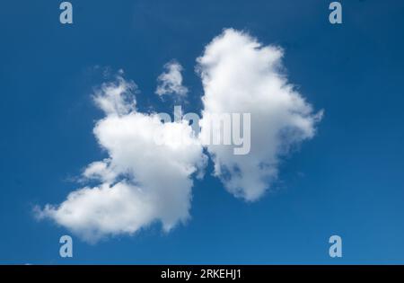 Una foto accattivante cattura la bellezza dei giorni nuvolosi, dove la tela del cielo è adornata con varie sfumature di nuvole, creando un'incantevole giocata Foto Stock