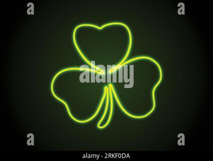 Green neon shamrock clover abstract vector background Stock Vector