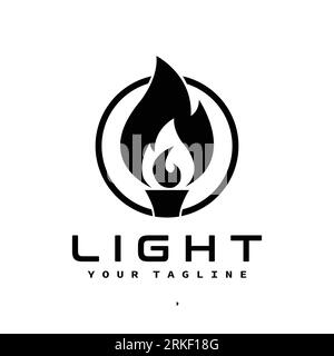 Logo Golden Light Fire Torch Flame Illustrazione Vettoriale