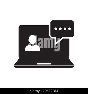 Webinar online class solid icon. Online meeting education. Virtual learning course. Teacher talking on class streaming player. Flat pictogram vector i Stock Vector