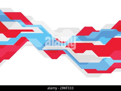 Red and blue flat minimal technology background. Vector geometric design Stock Vector