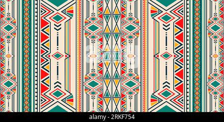 Ikat geometric folklore ornament for ceramics, wallpaper, textile, web, cards. Ethnic pattern. Border ornament. Native american design, Navajo. Mexica Illustrazione Vettoriale