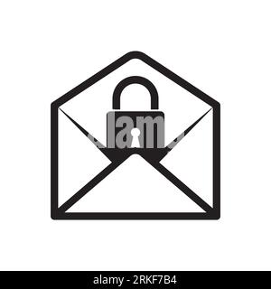 Icona posta protetta. Busta con codice PIN. Nuova password. Icona vettoriale isolata su sfondo bianco. Illustrazione Vettoriale