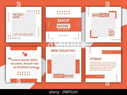 Post modello astratto per i social media. Post feed ig moderno, arancione, retrò, modello ig, montatura ig in stile minimalista. Annunci banner Web per la promozione d Illustrazione Vettoriale