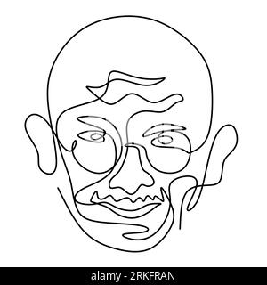 Mahatma Gandhi la figura indiana continua a disegnare una linea. Gandhi è un uomo che è il leader del movimento per l'indipendenza indiana da British Rule, che em Illustrazione Vettoriale