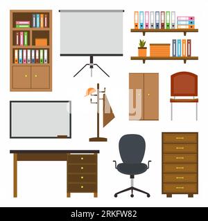 Set di mobili per la casa e l'ufficio Illustrazione Vettoriale