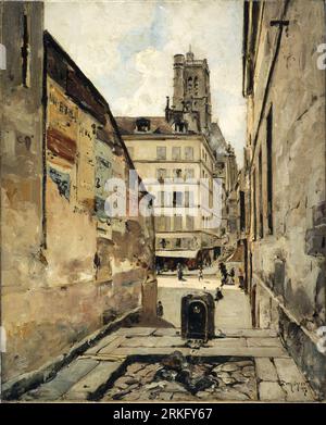 La Rue Grenier-sur-l'Eau 1886 di Emmanuel Lansyer Foto Stock