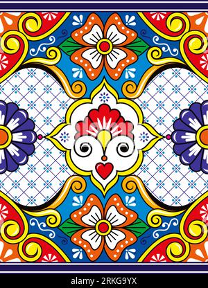 Ceramiche messicane o ceramiche ispirate a motivi vettoriali senza cuciture, arte popolare messicana Illustrazione Vettoriale