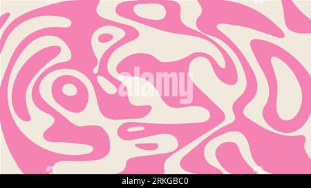Semplice sfondo trippy con motivo a linee ondulate rosa. Sfondo rustico astratto in stile retrò anni '60-70. Design elegante e originale a righe ondulate Illustrazione Vettoriale