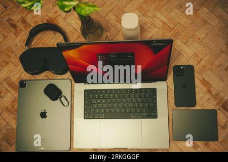 I gadget quotidiani fanno parte del mostro tecnologico individuale. Foto Stock