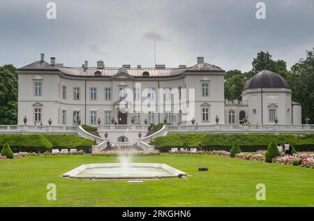 A scenic view of Amber museum with a green garden in Palanga, Lithuania on a cloudy day Stock Photo