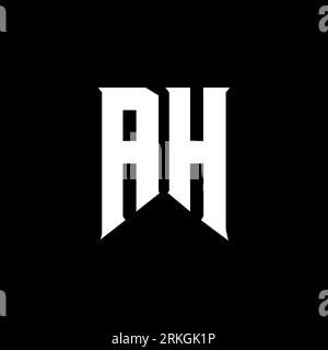AH Letter Logo Design. Lettere iniziali icona del logo di AH gaming per le aziende tecnologiche. Lettera tecnica modello di design del logo minimale AH. AH Letter design V Illustrazione Vettoriale