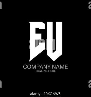 Logo UE Letter. Lettere iniziali icona del logo di gioco dell'UE per le aziende tecnologiche. Modello di design logo minimale EU Tech Letter. Lettera EU design V Illustrazione Vettoriale