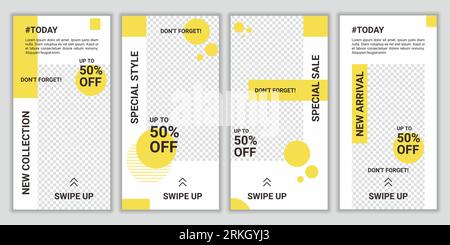 Raccolta di modelli di annunci di social media business, moda, brand per post e storie pubblicitarie. Progettare sfondi per i social media. Storia IG Illustrazione Vettoriale