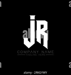 Design del logo JR Letter. Lettere iniziali icona del logo di JR gaming per le aziende tecnologiche. Modello di design con logo minimale JR Tech Letter. JR Letter design V Illustrazione Vettoriale