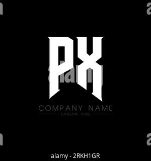 Design del logo PX Letter. Lettere iniziali dell'icona del logo di PX gaming per le aziende tecnologiche. Modello di design logo minimale PX lettera tecnica. Design lettera PX V Illustrazione Vettoriale