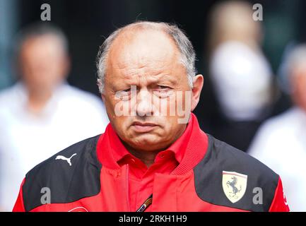 Il team principal della Ferrari Fred Vasseur durante una sessione di prove libere davanti al Gran Premio dei Paesi Bassi al circuito Zandvoort CM.com a Zandvoort, Paesi Bassi. Data immagine: Venerdì 25 agosto 2023. Foto Stock