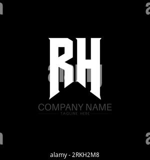 Logo logo RH Letter. Lettere iniziali RH icona del logo di gioco per le aziende tecnologiche. Modello di design con logo minimale RH lettera tecnica. Lettera dx design V Illustrazione Vettoriale