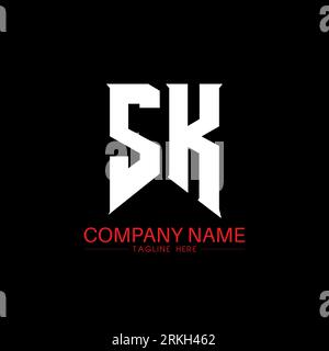 Design del logo SK Letter. Lettere iniziali icona del logo di SK gaming per le aziende tecnologiche. Modello di design con logo minimal SK lettera tecnica. Lettera SK design V Illustrazione Vettoriale
