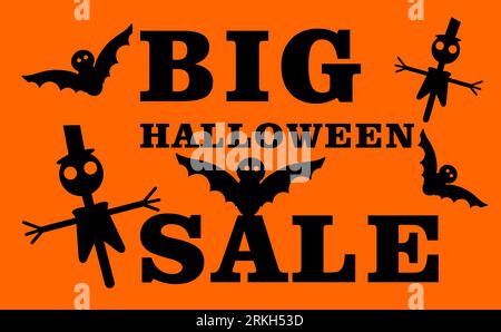 Saldi di Halloween. Banner per gli sconti di Halloween. Iscrizione "grandi saldi di Halloween". Foto Stock