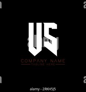 Logo Design US Letter. Lettere iniziali icona del logo dei giochi negli Stati Uniti per le aziende tecnologiche. Lettera tecnica modello di design minimale del logo USA. US Letter design V Illustrazione Vettoriale