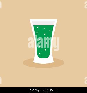 Un bicchiere di vino. Shot drink. Una bevanda alcolica servita in un bicchiere da shot e consumata in modo rapido. Gusta la tequila con uno shot. Ristorante Illustrazione Vettoriale