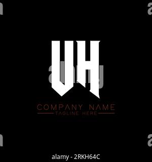 Logo design UH Letter. Lettere iniziali UH icona del logo del gaming per le aziende tecnologiche. Lettera tecnica UH modello di design del logo minimale. UH Letter design V Illustrazione Vettoriale