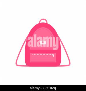 Icona a forma di borsa femminile di colore rosa isolata su sfondo bianco. Mini zaino alla moda per il tempo libero, accessori femminili. Tema femminile per le borse. Piatto Illustrazione Vettoriale