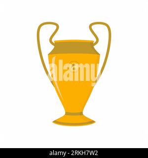 Football Championship of France, reward victory cup symbol. European champions league cup. Championship winner prize trophy symbol. Flat vector illust Illustrazione Vettoriale